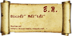 Biczó Máté névjegykártya
